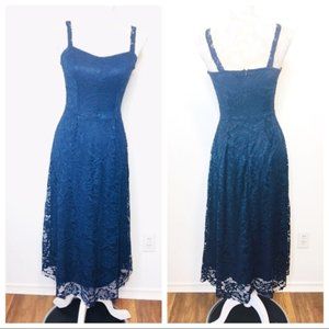 Fraiche by J Lace Midi Dress MEDIUM Navy Blue